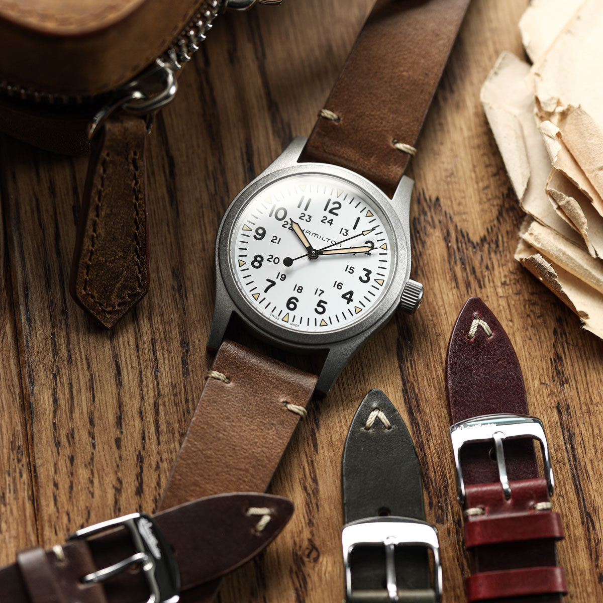 Dây đeo đồng hồ bằng da thật Horween Chromexcel® khâu chữ V - Màu nâu nhạt Chromexcel