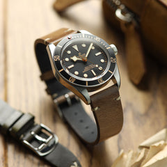 Dây đeo đồng hồ bằng da thật Horween Chromexcel® khâu chữ V - Màu nâu nhạt Chromexcel