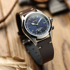Dây đeo đồng hồ bằng da thật Horween Chromexcel® khâu chữ V - Màu nâu đậm Chromexcel