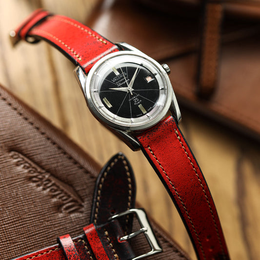 Dây đeo đồng hồ da thật Radstock Vintage - Màu đỏ tươi