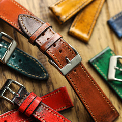Dây đeo đồng hồ da thật Radstock Vintage - Màu đỏ tươi