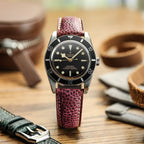 Adassa-Gel đệm Lederarmband für Uhren - Kaviar-Oxblood-Rot