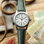 BraceletMontre en Cuir Pailleté Adassa - Vert Caviar Élégant