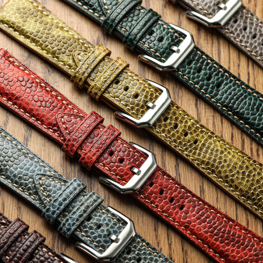 Adassa Gepolsterte Lederarmband für Uhren - Kaviar Mattblau
