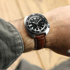 Vòng tay de montre en cuir véritable avec họa tiết cá sấu Carolina - Marron Pécan