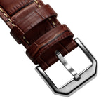 Vòng tay de montre en cuir véritable avec họa tiết cá sấu Carolina - Marron Pécan