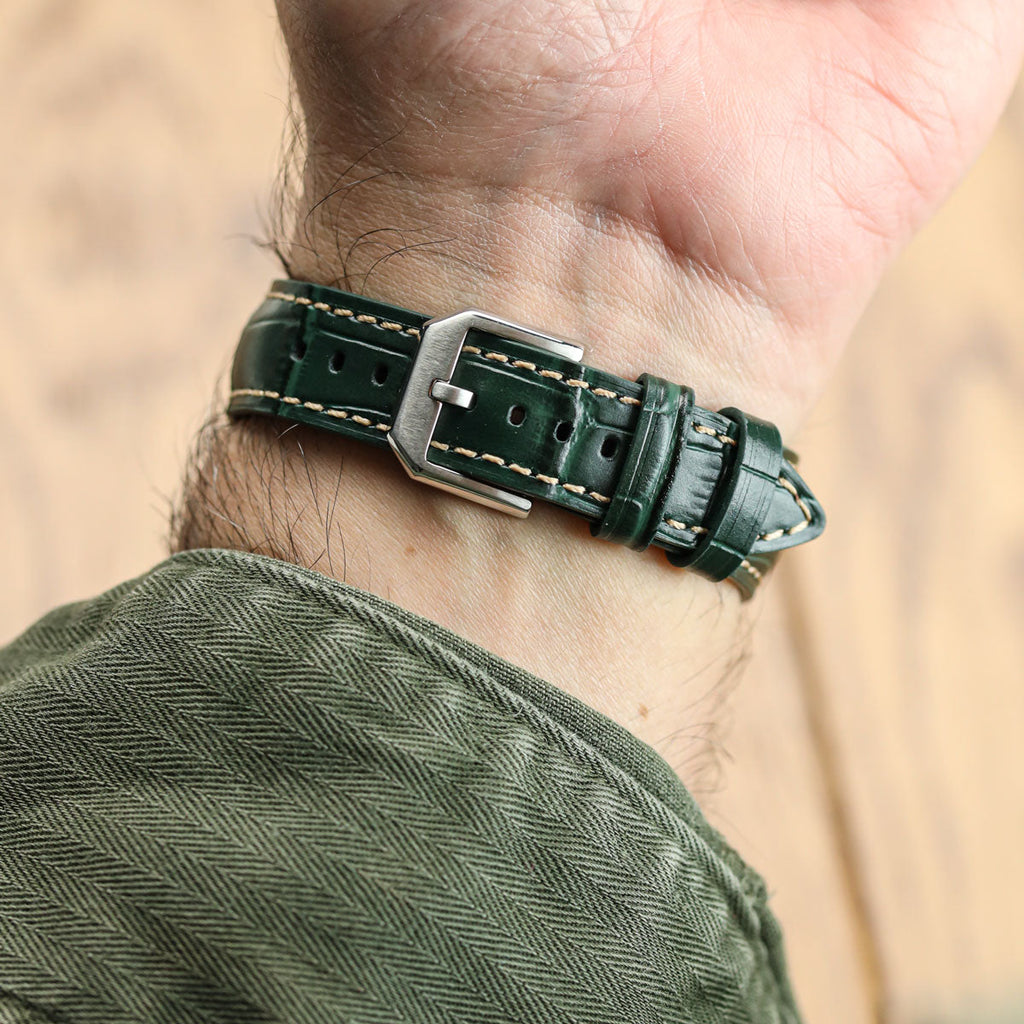 Vòng tay Cuir Véritable avec Motif Gator Carolina - Vert Émeraude