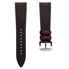 Vòng tay de montre en cuir véritable avec họa tiết cá sấu Carolina - Rouge Grenat