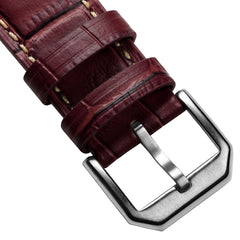 Vòng tay de montre en cuir véritable avec họa tiết cá sấu Carolina - Rouge Grenat