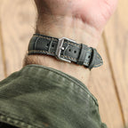 Vòng đeo tay de montre en cuir véritable avec imprimé alligator Carolina - Gris than chì élégante