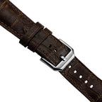 Vòng tay cuir véritable à họa tiết cá sấu cổ điển de Caroline - Brun