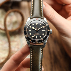 Sangle de Montre en Cuir Véritable Pailleté Tenby với Belle Patine Verte Classique