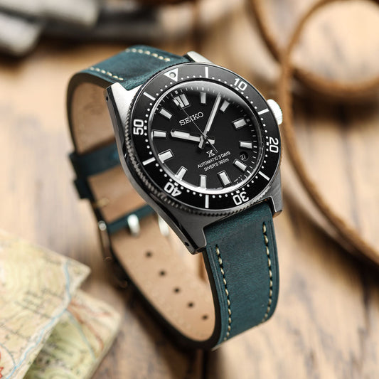 Vòng tay d'horloge và cuir plat Brixham Wormwood Crazy Horse cổ điển vert
