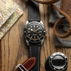 Brixham Flat Lederarmband für Uhr - Elegantes Schwarz