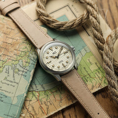 Vòng tay montre en cuir plat Brixham Màu be pastel Élégance et confort