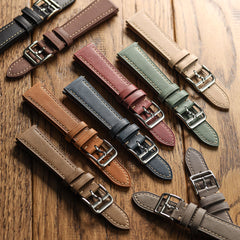 Vòng tay Montre en Cuir Plat Brixham, Gris Pastel Élégant