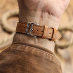 Bracelet de montre en cuir plat Brixham en brun clair pastel - Élégance douce et raffinée