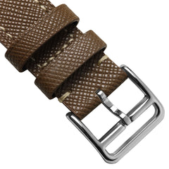 Vòng tay pour montre en cuir saffiano Brixham marron élégante et bền