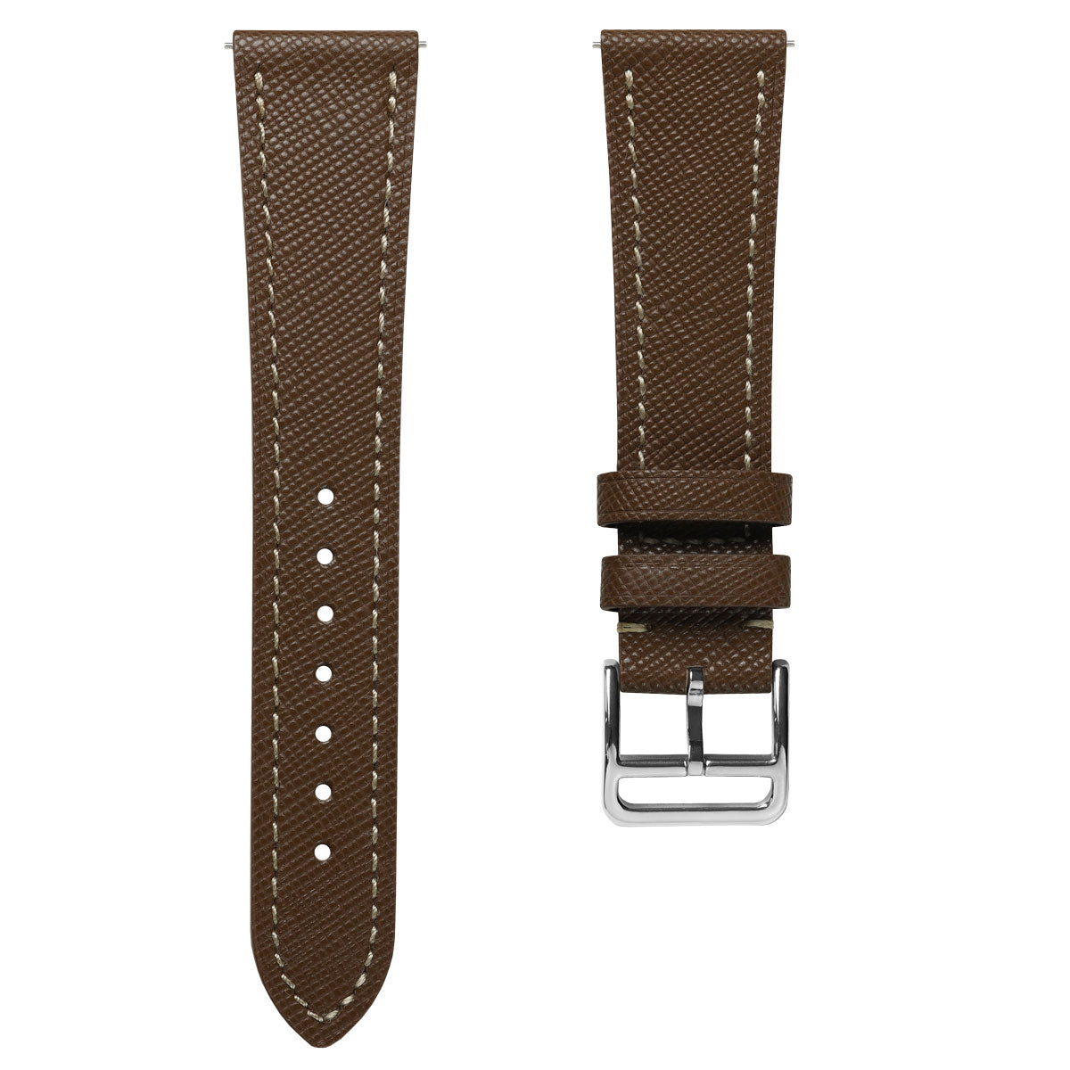 Vòng tay pour montre en cuir saffiano Brixham marron élégante et bền