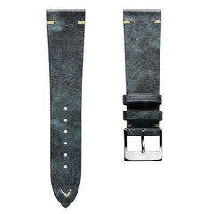 Dây đeo đồng hồ bằng da khâu kiểu cổ điển, màu xanh denim.