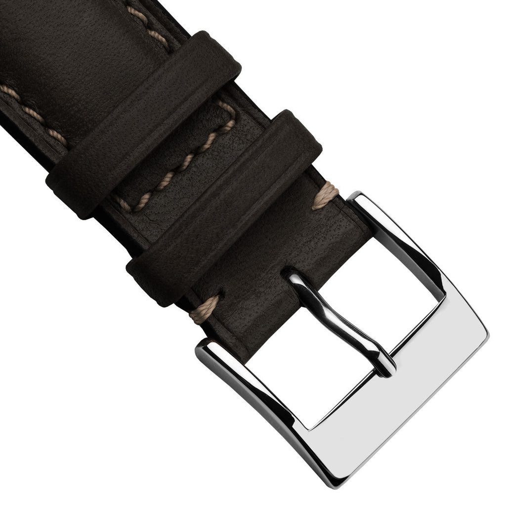 Dây đeo đồng hồ Laverton bằng da Cavallo có đệm - Màu nâu sô cô la