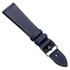 Cinturino per orologio in vera pelle ýa Epsom cucito a mano - Blu alpino