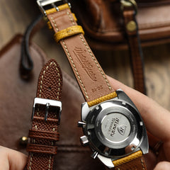 Cinturino per orologio in vera pelle ýa Epsom cucito a mano - Blu alpino