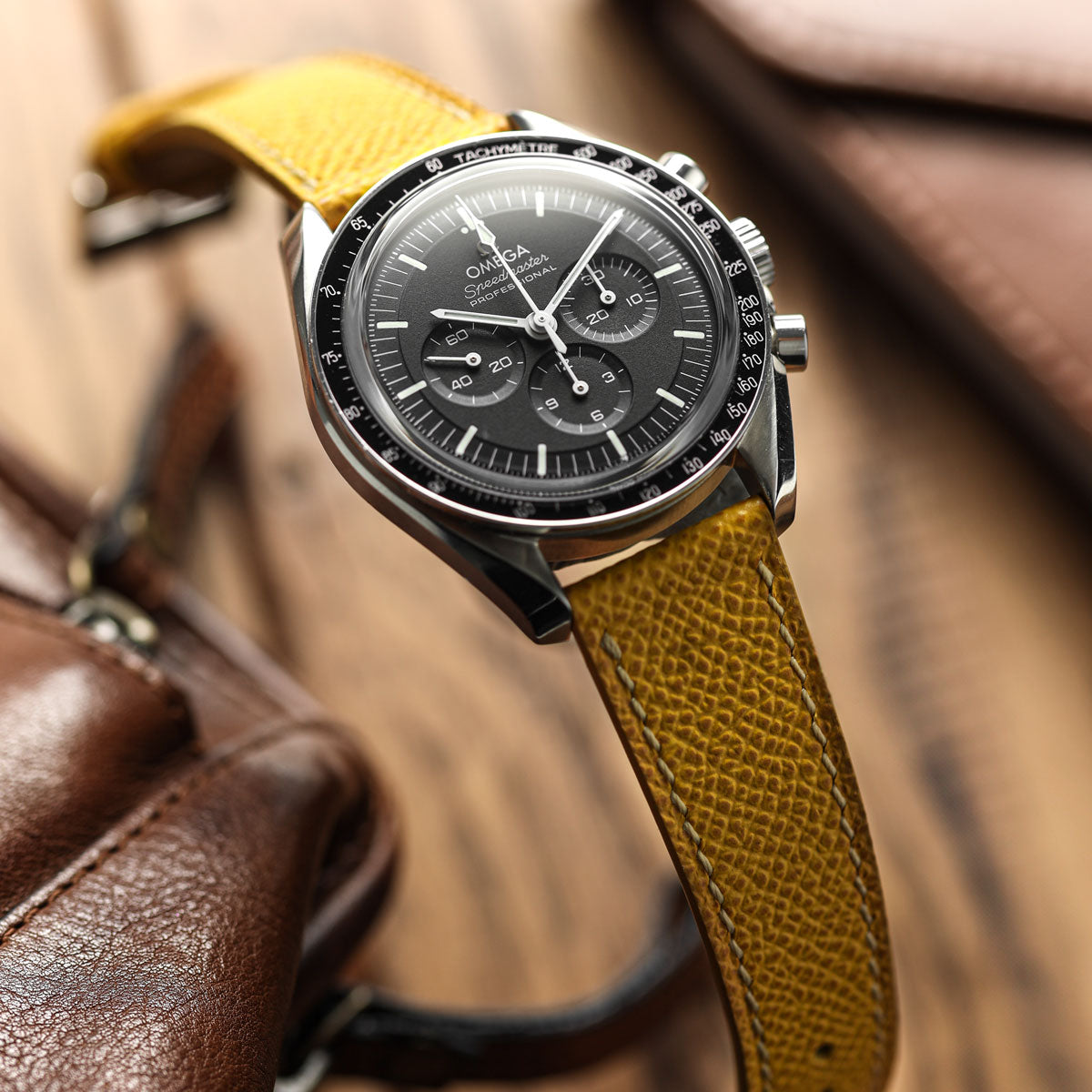 Cinturino per orologio in vera pelle ýa Epsom cucito a mano - Blu alpino