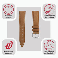 Vòng tay en cuir véritable đệm Whitby - Taille pastel cognac élégante