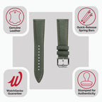 Bracelet de Montre Cuir Véritable Paddé en Vert Sage Pastel de Whitby