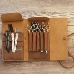Étui Personnalisé en cuir pour ciseaux de coiffure, pochette pour salon, porte-outils pour barbiers et coiffeurs, sac holster pour outils de salon - 211