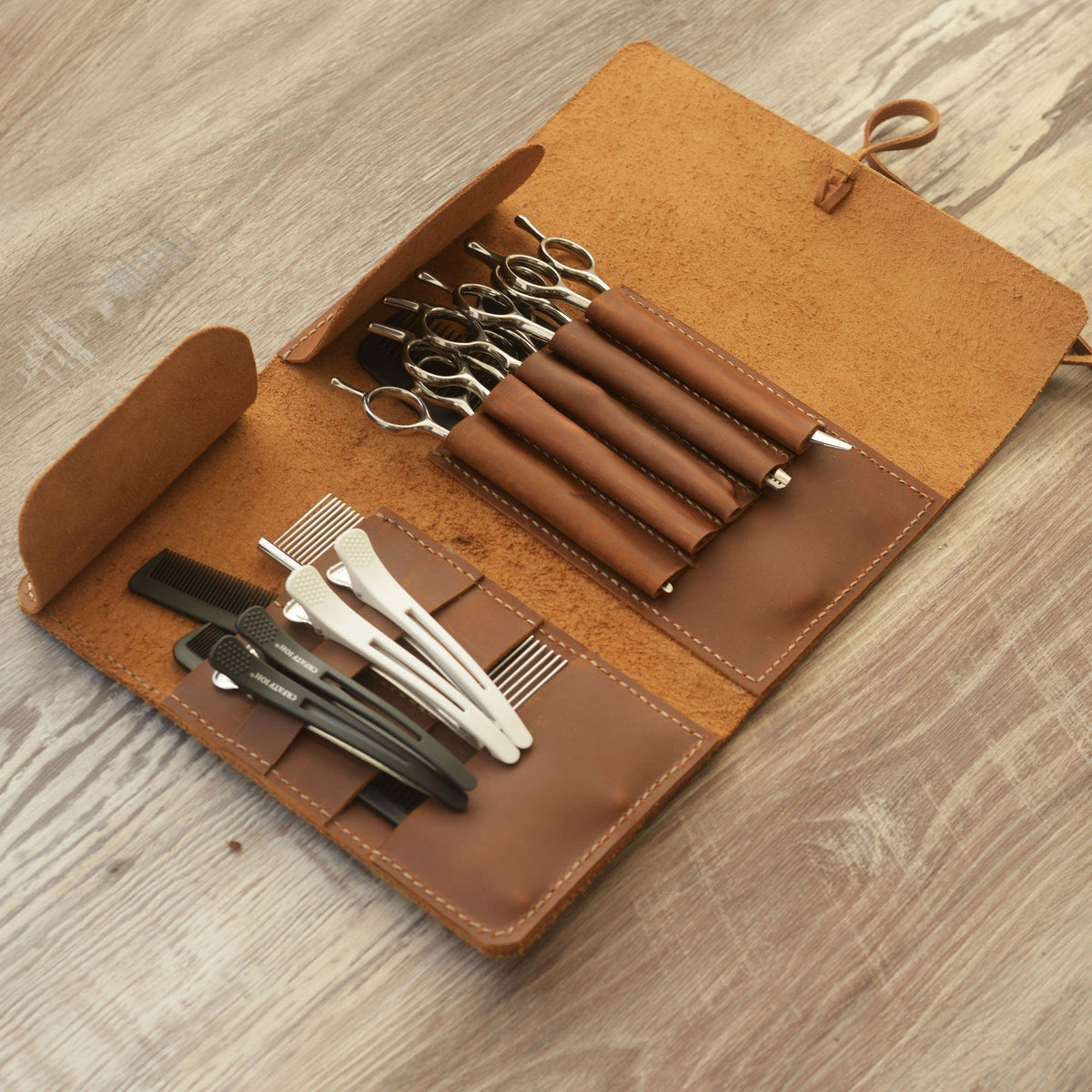 Étui Personnalisé en cuir pour ciseaux de coiffure, pochette pour salon, porte-outils pour barbiers et coiffeurs, sac holster pour outils de salon - 211