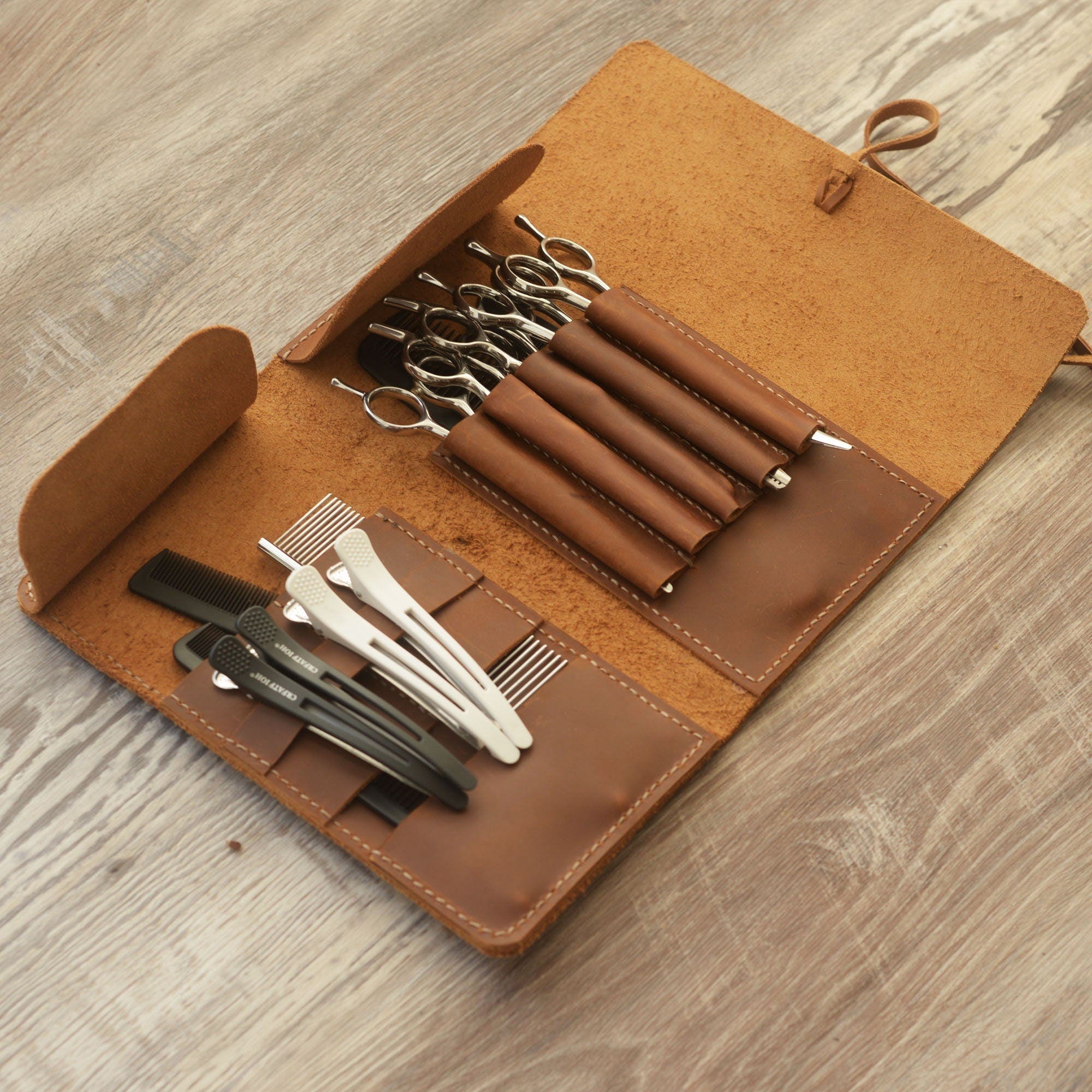 Étui Personnalisé en cuir pour ciseaux de coiffure, pochette pour salon, porte-outils pour barbiers et coiffeurs, sac holster pour outils de salon - 211
