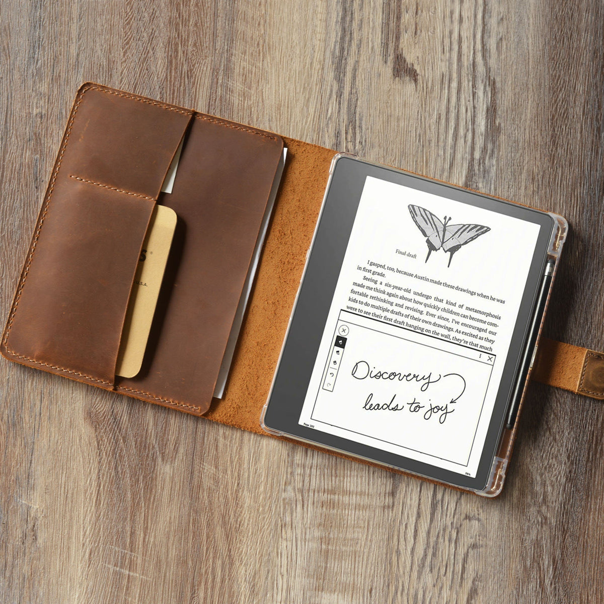 Étui en cuir cá nhân hóa cho Kindle Scribe - Cuir grafé de style thủ công - Modèle 606-SC