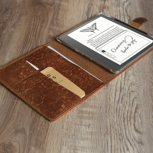 Étui en cuir cá nhân hóa cho Kindle Scribe - Cuir grafé de style thủ công - Modèle 606-SC