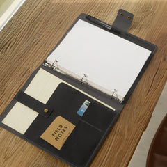 Cartera de Cuero Personalizada con aros 3, Tương thích với giấy tờ 8.5 x 11 o A5, Cubierta de Cartera de Cuero - Cuero con acabado envejecido - D715