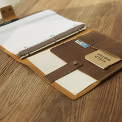 Cartera de Cuero Personalizada con aros 3, Tương thích với giấy tờ 8.5 x 11 o A5, Cubierta de Cartera de Cuero - Cuero con acabado envejecido - D715