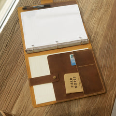 Cartera de Cuero Personalizada con aros 3, Tương thích với giấy tờ 8.5 x 11 o A5, Cubierta de Cartera de Cuero - Cuero con acabado envejecido - D715