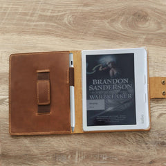Étui en cuir Personnalisé avec porte-stylo haut de gamme pour Kobo Clara/Libra/Elipsa – disponible en plusieurs couleurs – RM-Kobo