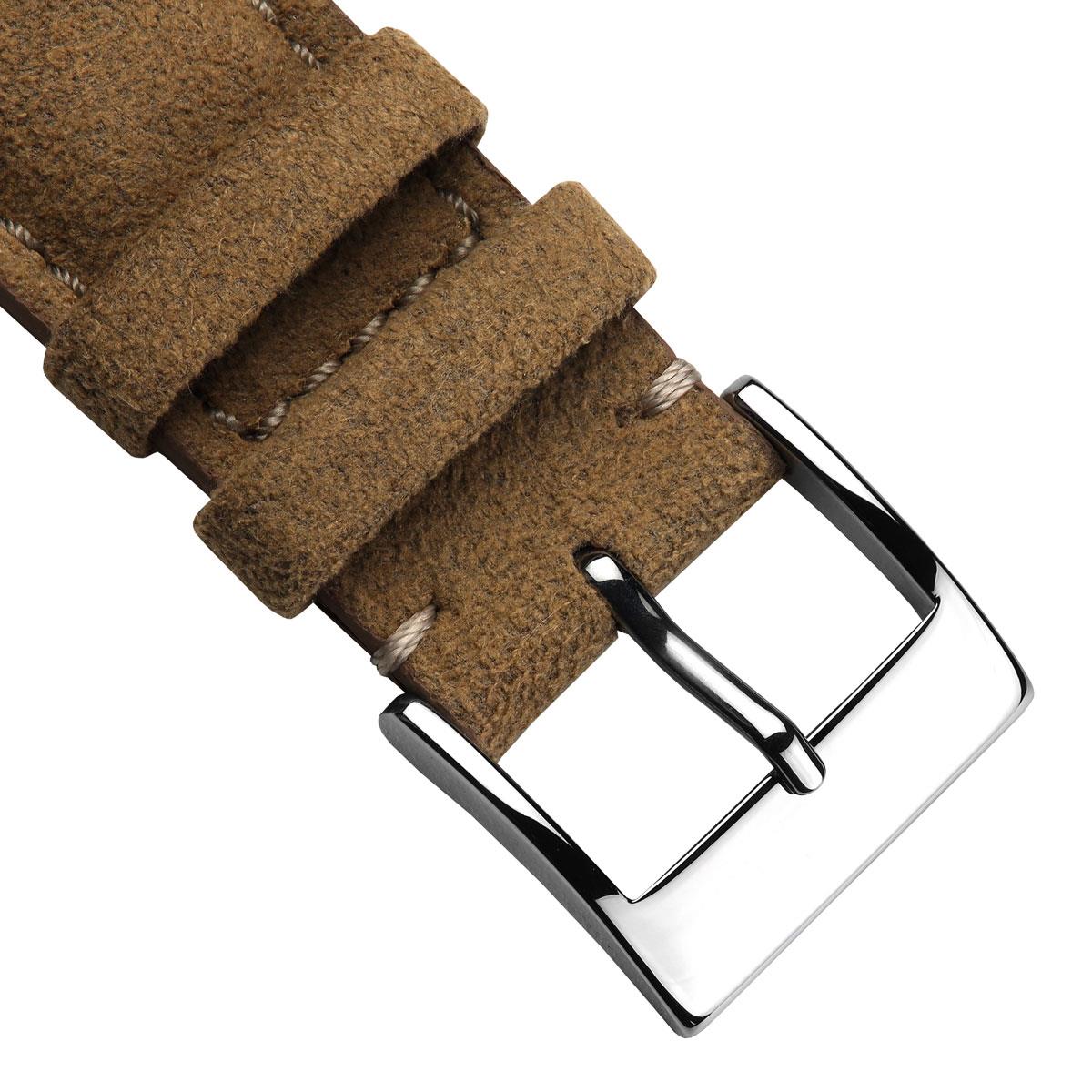 Dây đeo đồng hồ Laverton bằng Alcantara có đệm, làm thủ công - Màu Cognac
