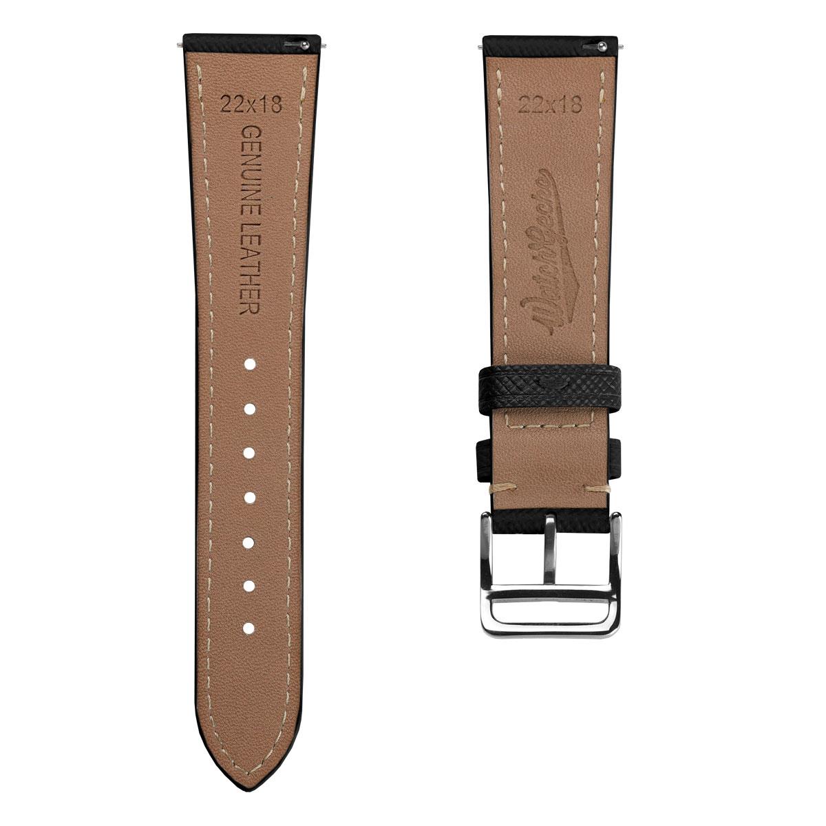 Vòng tay montre và cuir Saffiano Brixham Noir Élégant