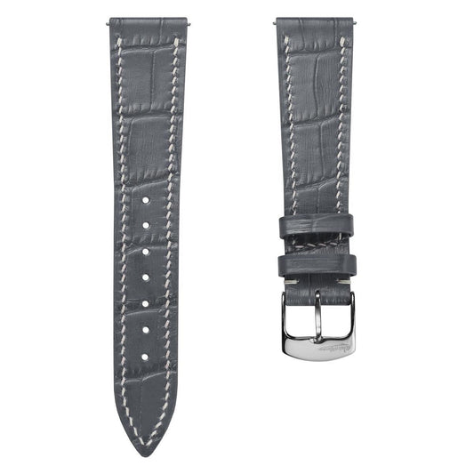 Arhem Handgenähter Uhrenarmband aus Kalbsleder mit Krokoprägung ở Grau