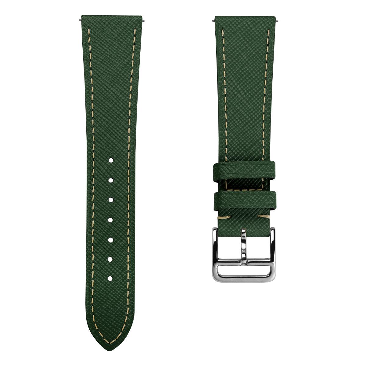 Dây đồng hồ – da Saffiano – Xanh lá