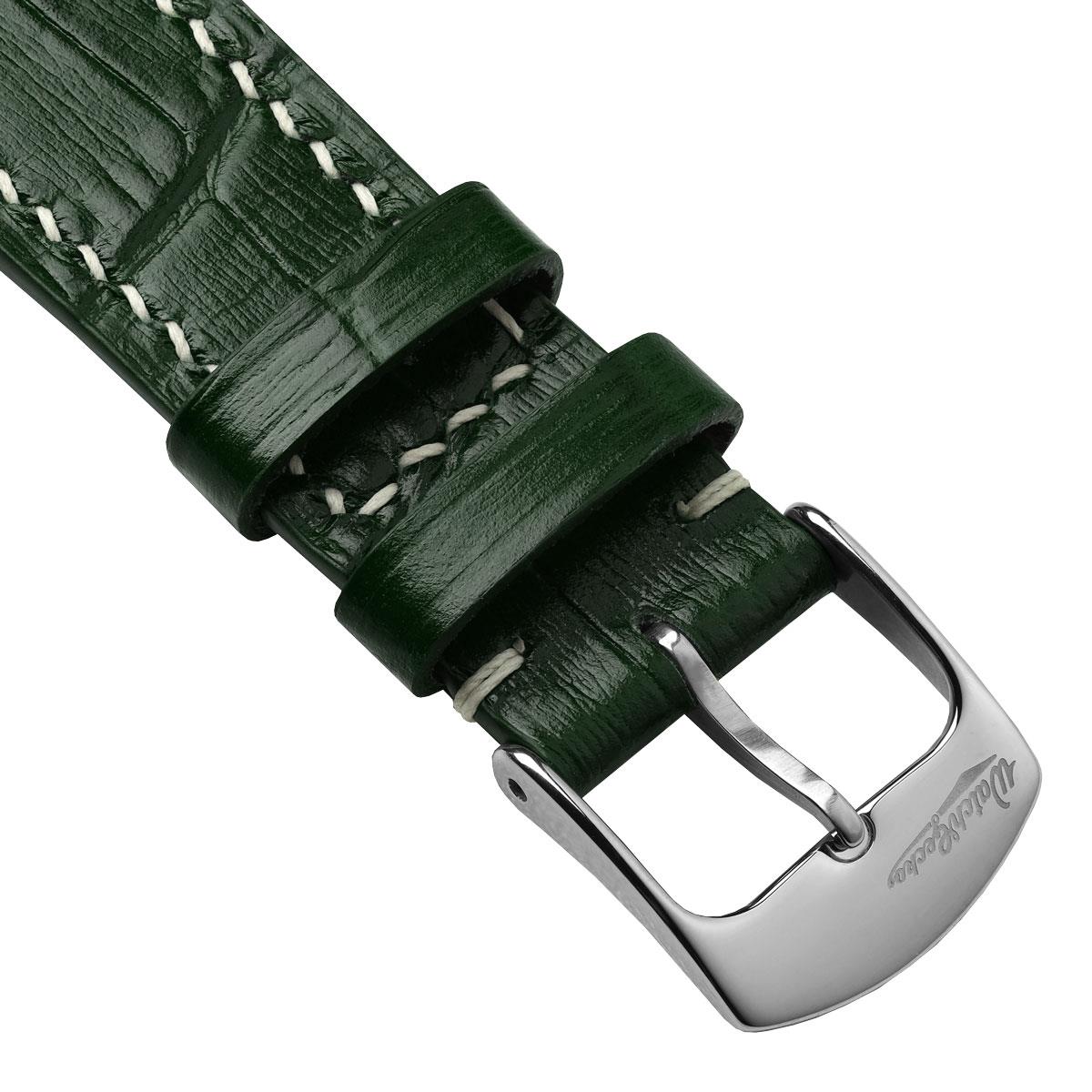 Vòng tay da Armen Calf mit Krokodilprägung ở Dunkelgrün – Handgenäht