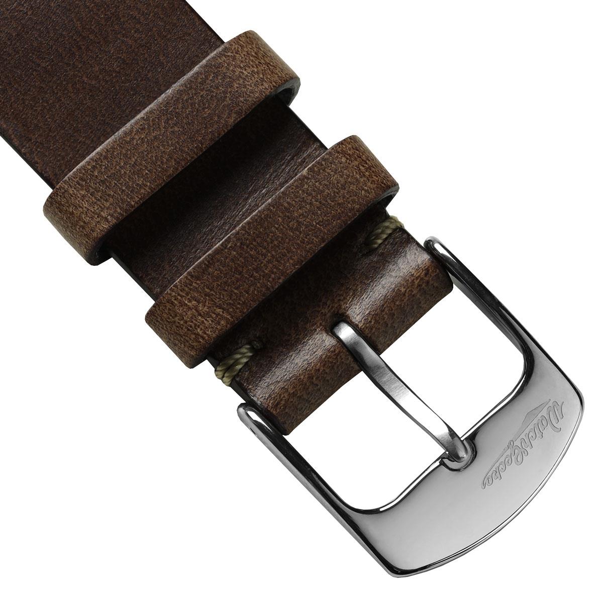 Dây đeo đồng hồ bằng da thật Horween Chromexcel® khâu chữ V - Màu nâu đậm Chromexcel