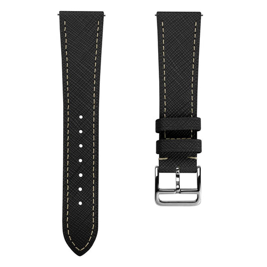 Vòng tay montre và cuir Saffiano Brixham Noir Élégant