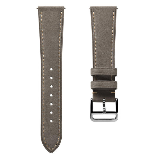 Vòng tay Montre en Cuir Plat Brixham, Gris Pastel Élégant