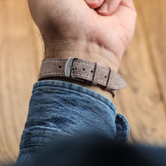 Arbor Handgenähte Denim-Design Echtes Leder Uhrenarmband - Quartz Rosa