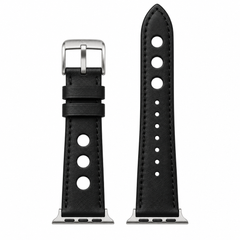 Rally Air Apple Watch Strap — Swift Jet Black / Black Stitch — Studio Hero Master