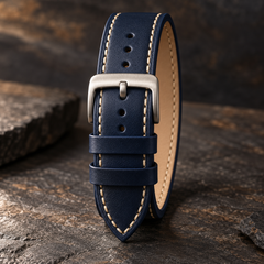Flat Classic — Classic Navy / light contrast stitch — 11 FREESTANDING BUCKLED LOOP